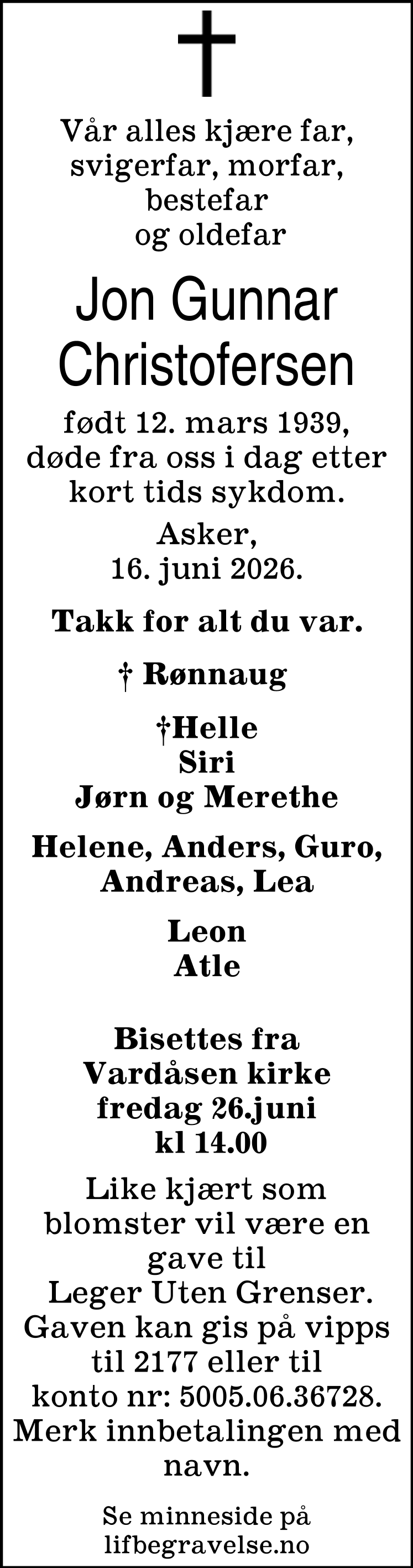 Dødsannonse