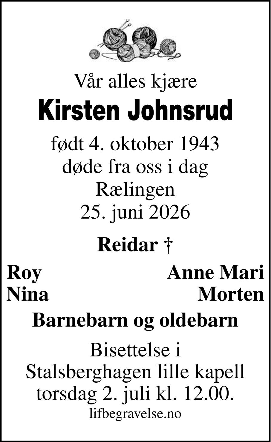 Dødsannonse